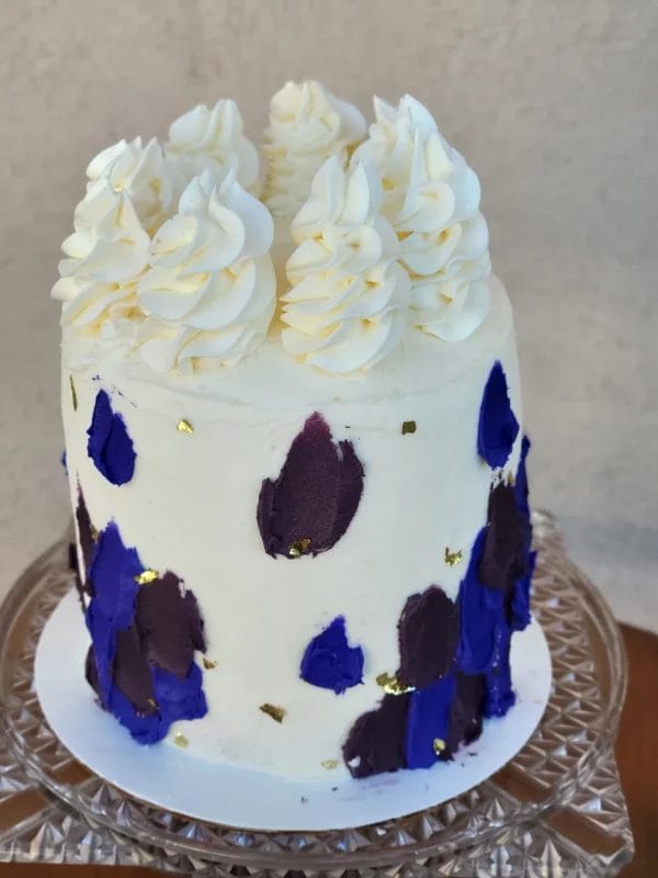 Custom Purple Cake with Gold Leaf